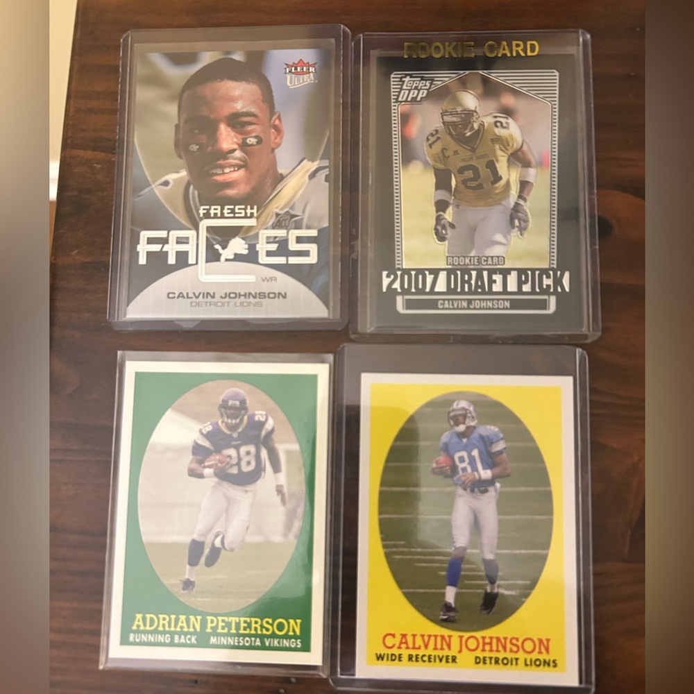 Calvin Johnson Adrian Peterson Rookie Card set of 4 cards